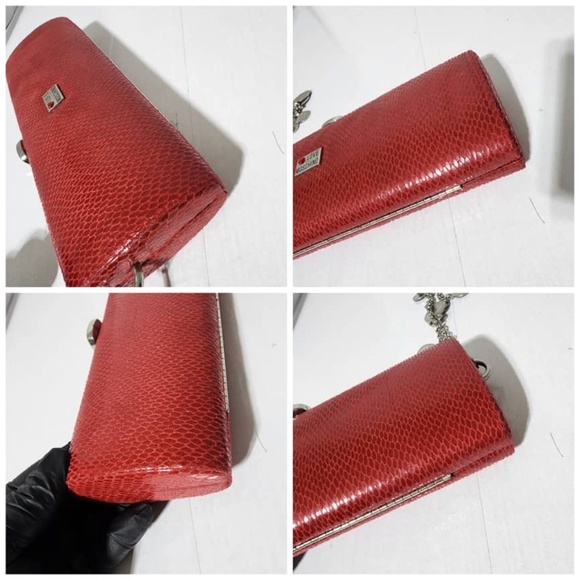 Authentic Moschino Croc Leather Clutch Red - Picture 5 of 11